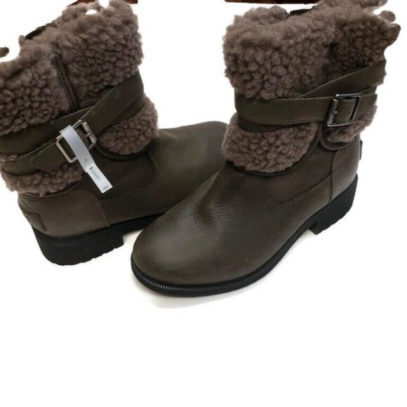 UGG Blayre IV Sz 6 Leather Sheepskin Boots Waterproof 1108131 Slate Olive Green - Picture 8 of 8